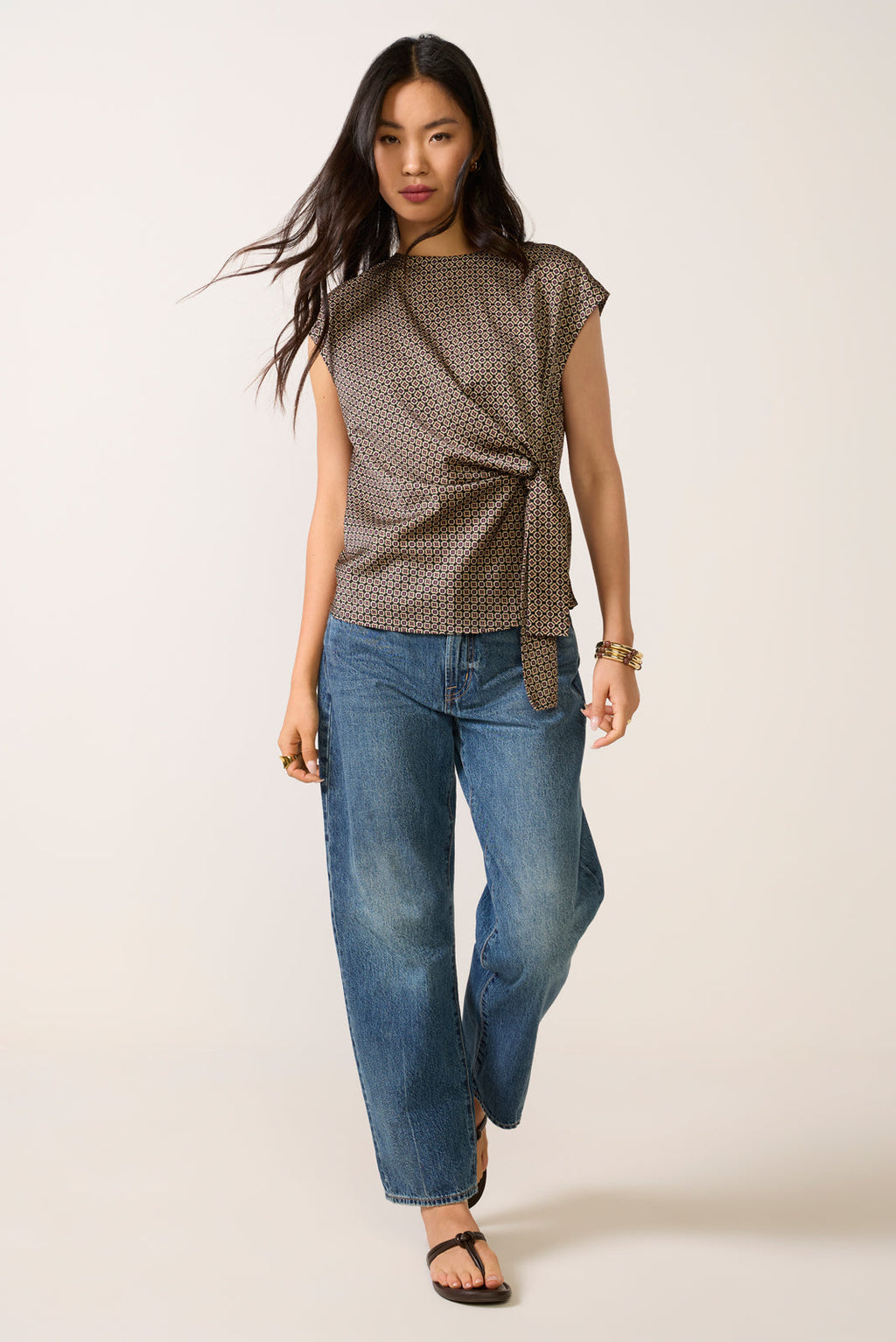 Pippa Side Tie Satin Blouse