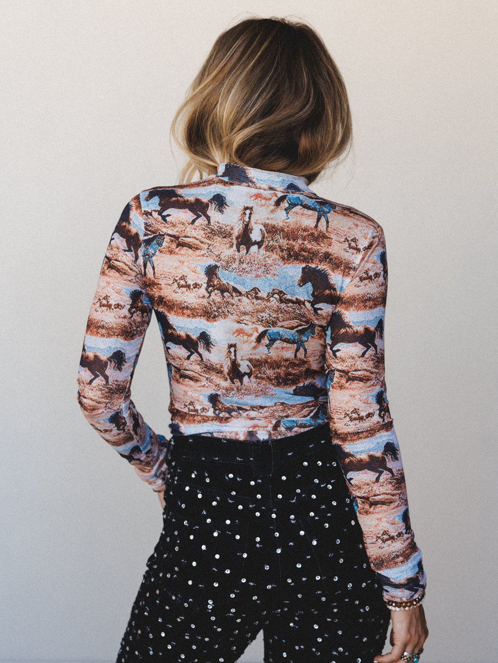 Cowboy On the Run Long Sleeve Layering Top - Brown Multi