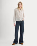 Shrunken Top in Washable Silk | Bone / Toffee Stripe
