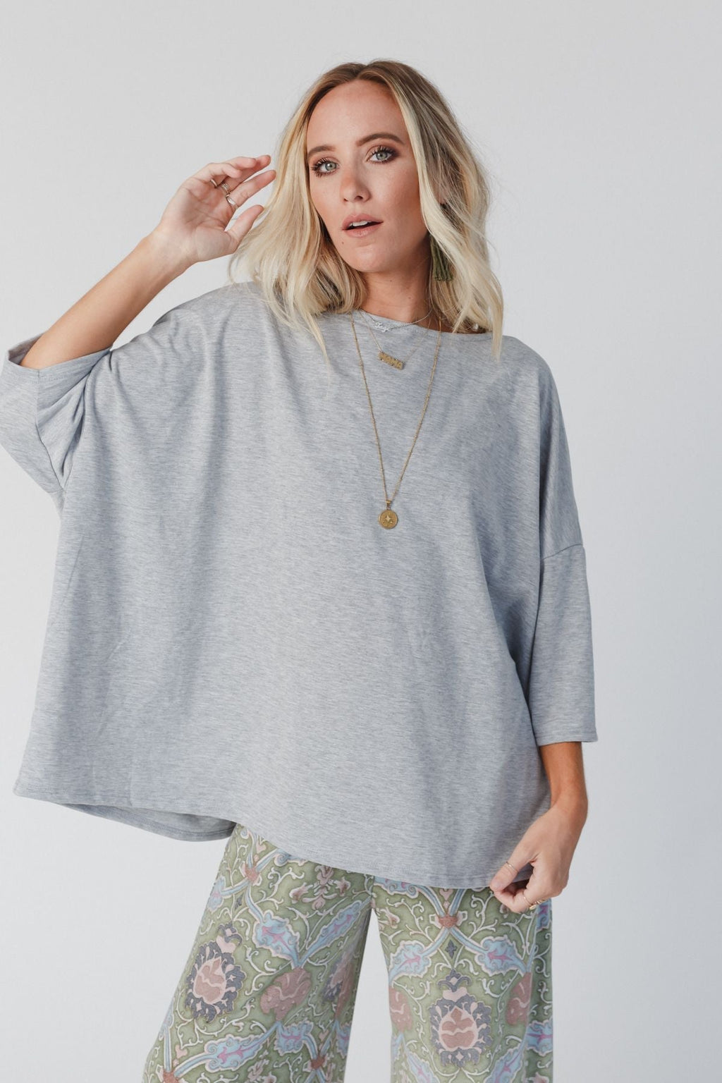 The Nest Cozy Cool Oversized Tee - Heather Gray