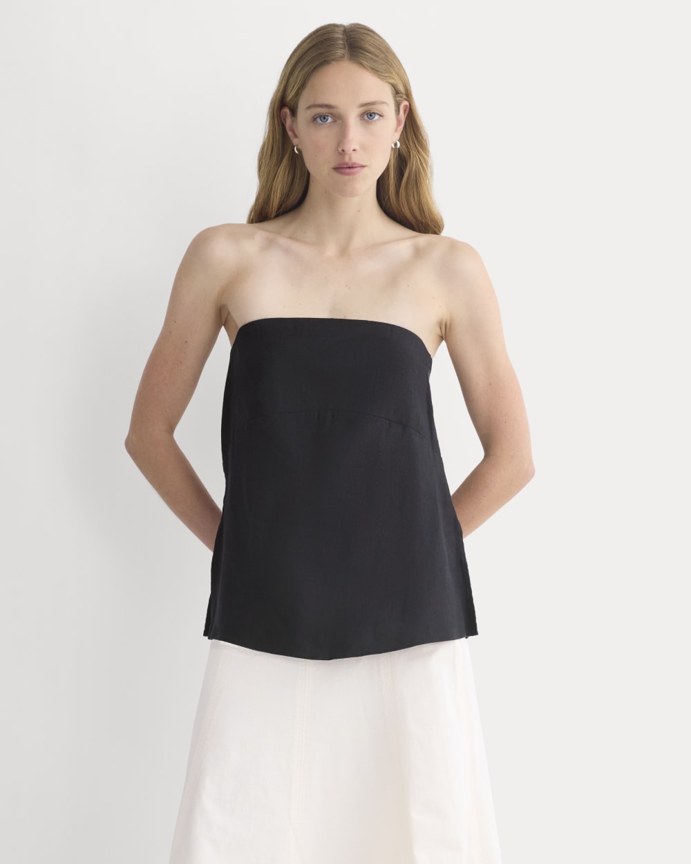 Tube Top in Stretch Linen | Black