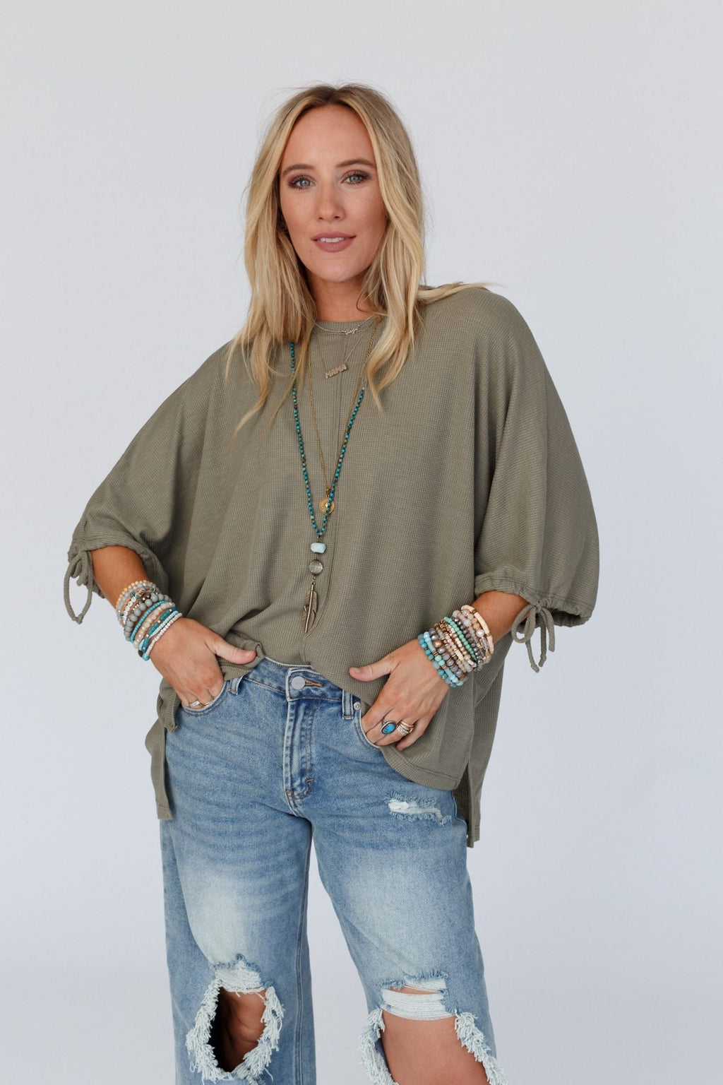 The Nest Little Lark Puff Sleeve Tee - Olive