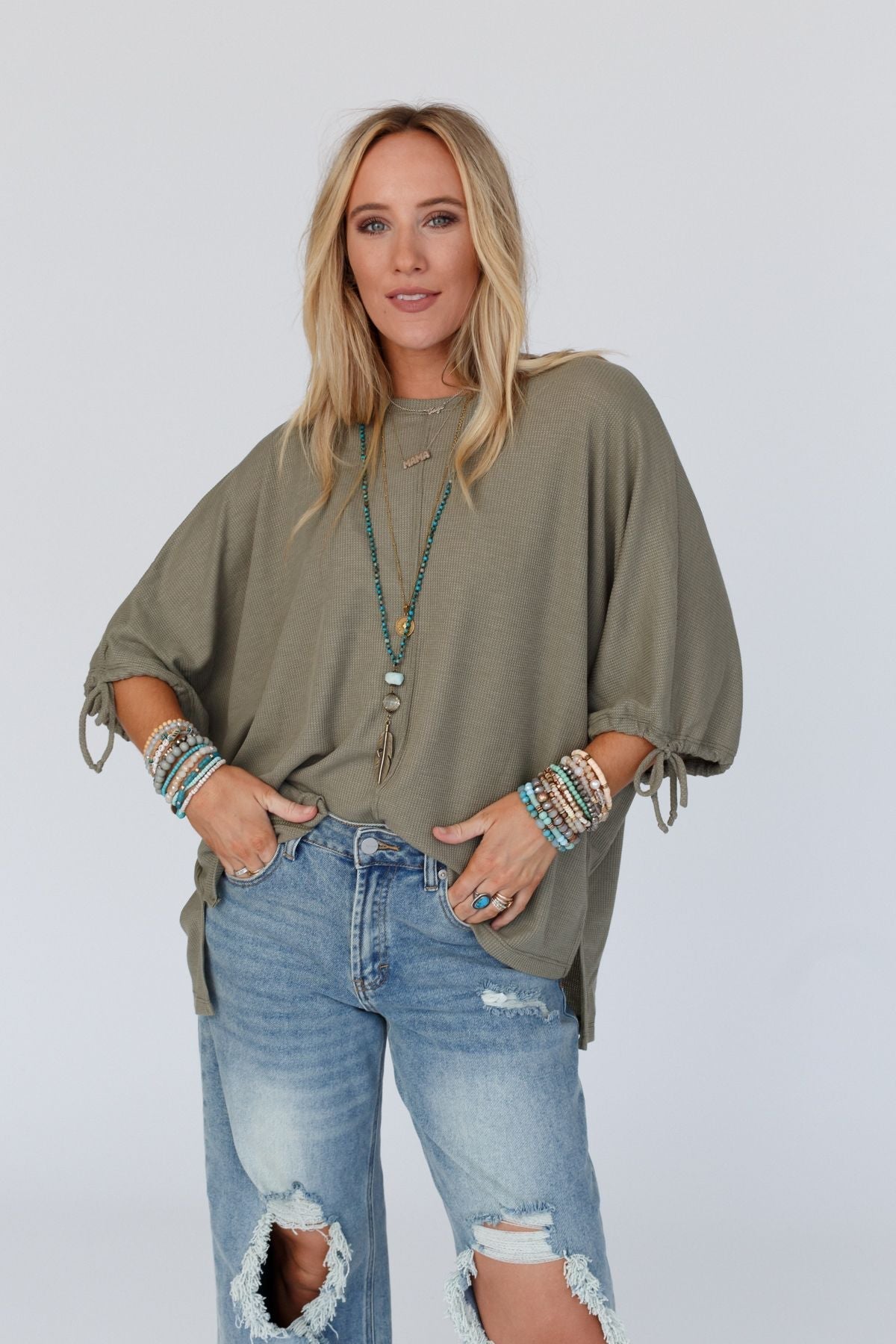 The Nest Little Lark Puff Sleeve Tee - Olive