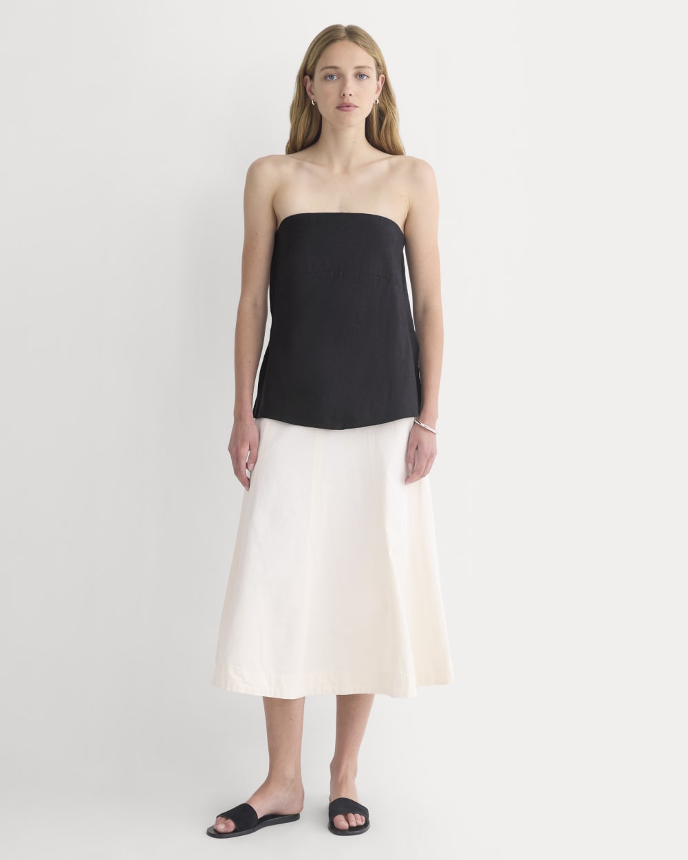 Tube Top in Stretch Linen | Black