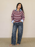 Nichelle Stripe Top - Wine Pink