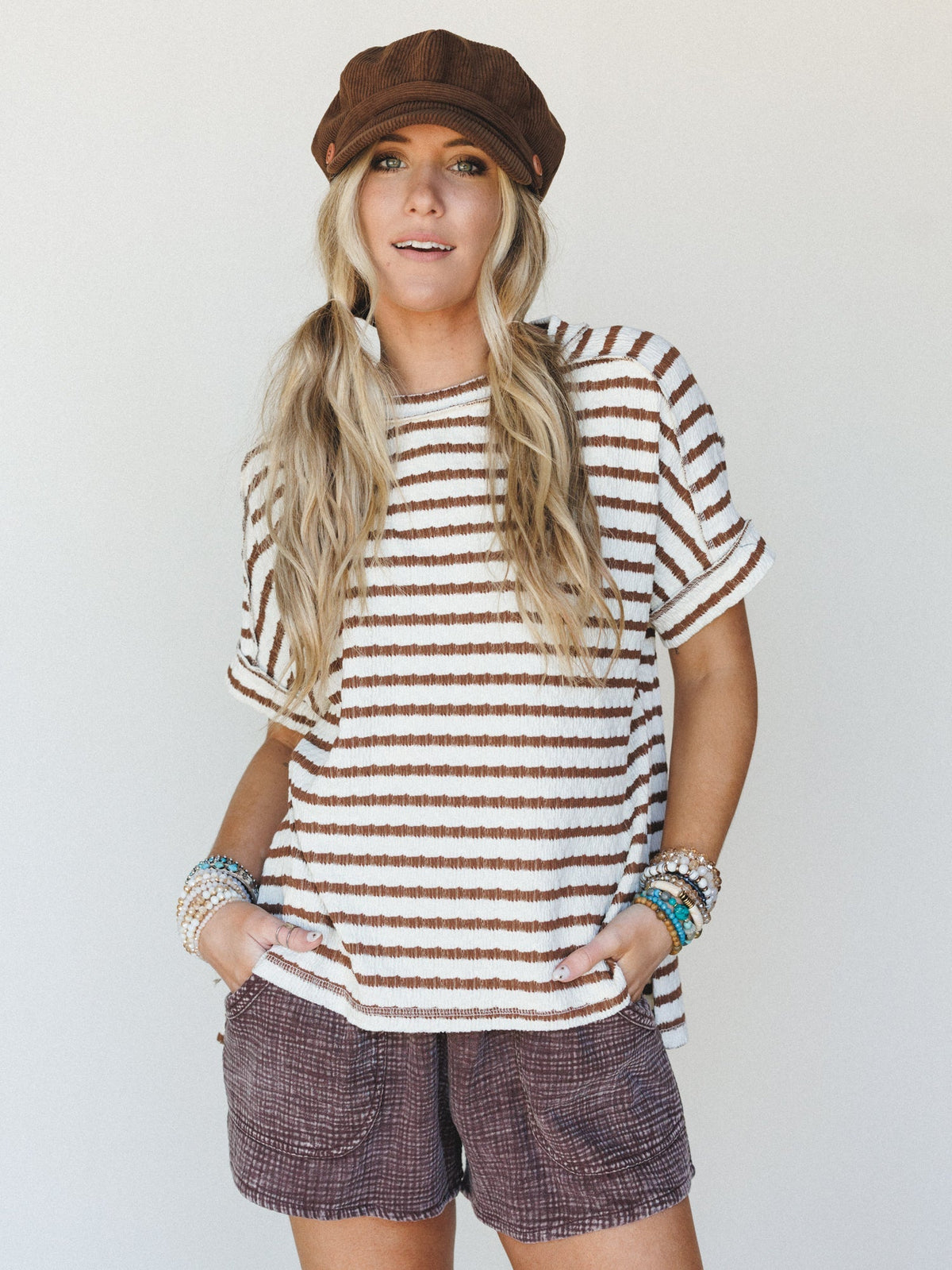 Timeless Lines Striped Tee - Brown