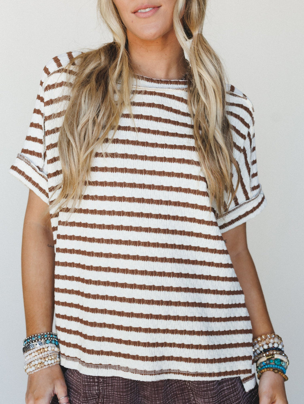 Timeless Lines Striped Tee - Brown