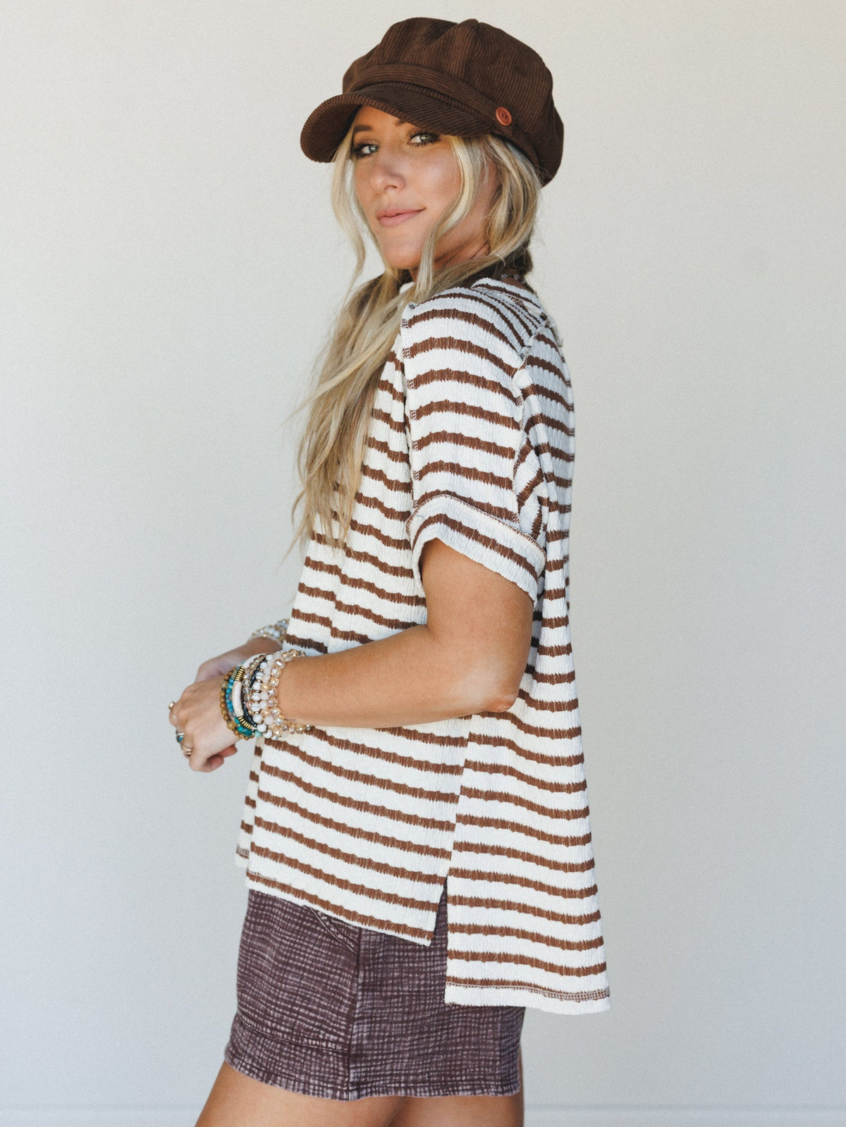 Timeless Lines Striped Tee - Brown