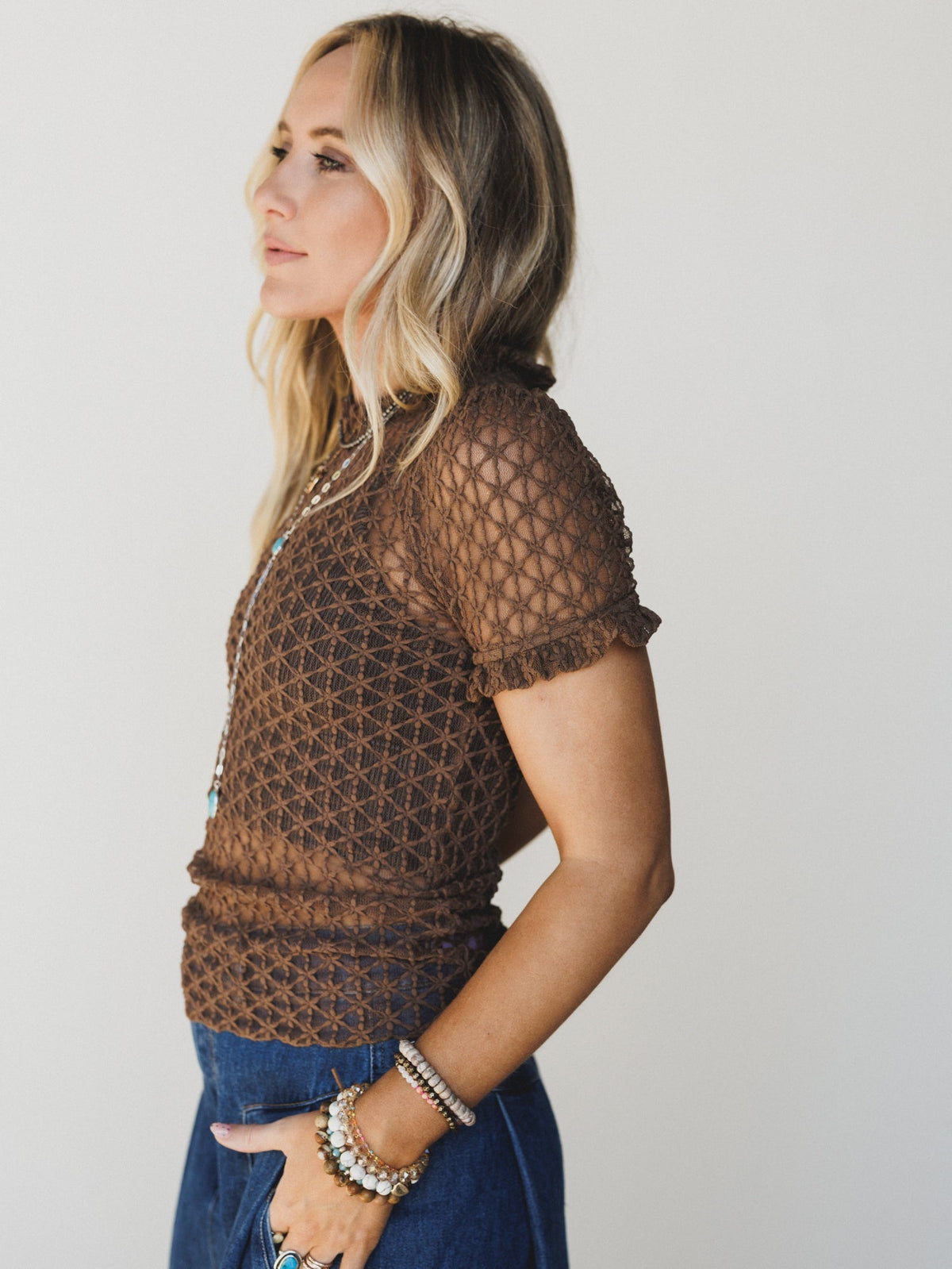 Hopeful Lace Top - Brown