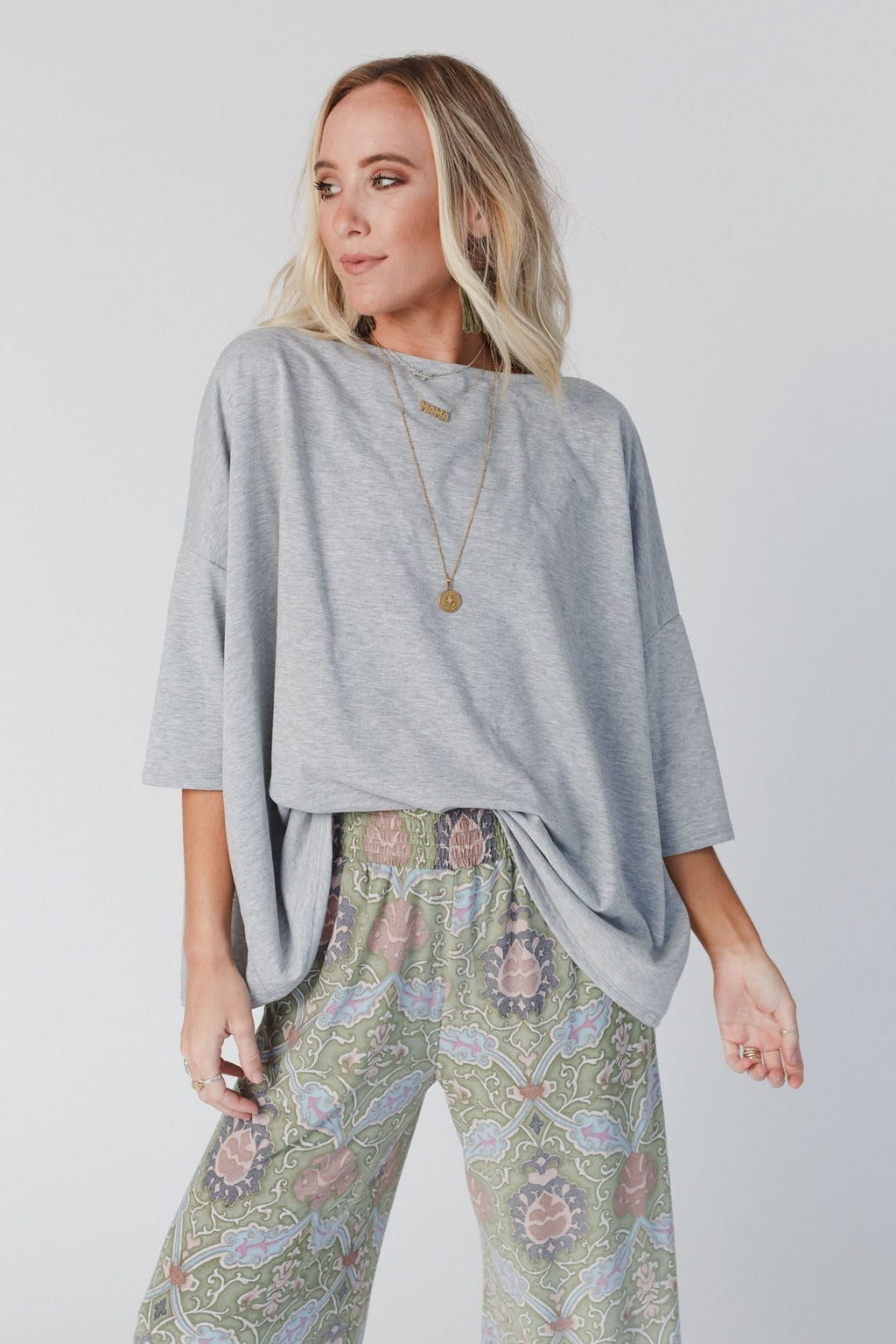 The Nest Cozy Cool Oversized Tee - Heather Gray