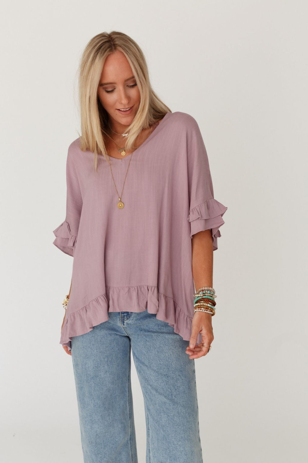 The Nest Let Me Be Ruffled Top - Pale Plum