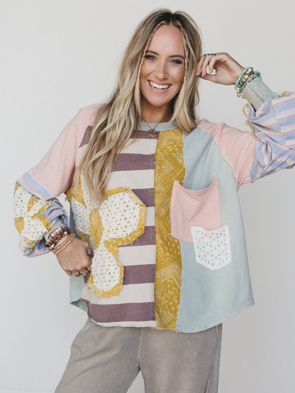 Daisy Darling Patchwork Top - Pink Lavender