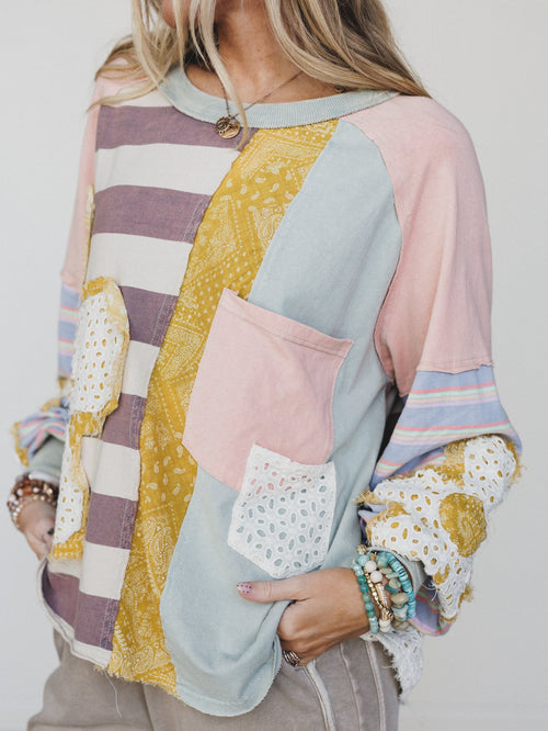 Daisy Darling Patchwork Top - Pink Lavender