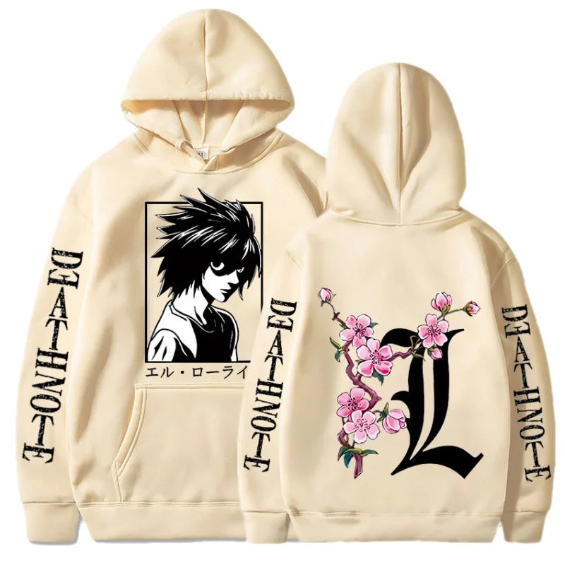 Men's sweatshirt anime death note L print hoodie autumn and winter street men and women casual comfortable sports sweatshirt
