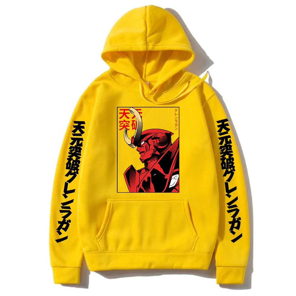 Anime Graphic Print Hoodie Men Loose Oversize Hoodies Vintage Manga Fashion Sweatshirt Pullover