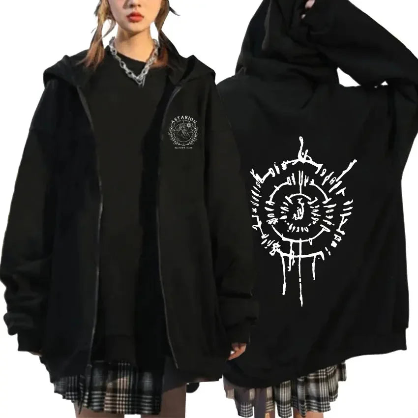 Print Zipper Hoodie Men Casual Fashion Oversized Zip Up Sweatshirt Unisex Coats Pullover Hoody Harajuku Streetwear