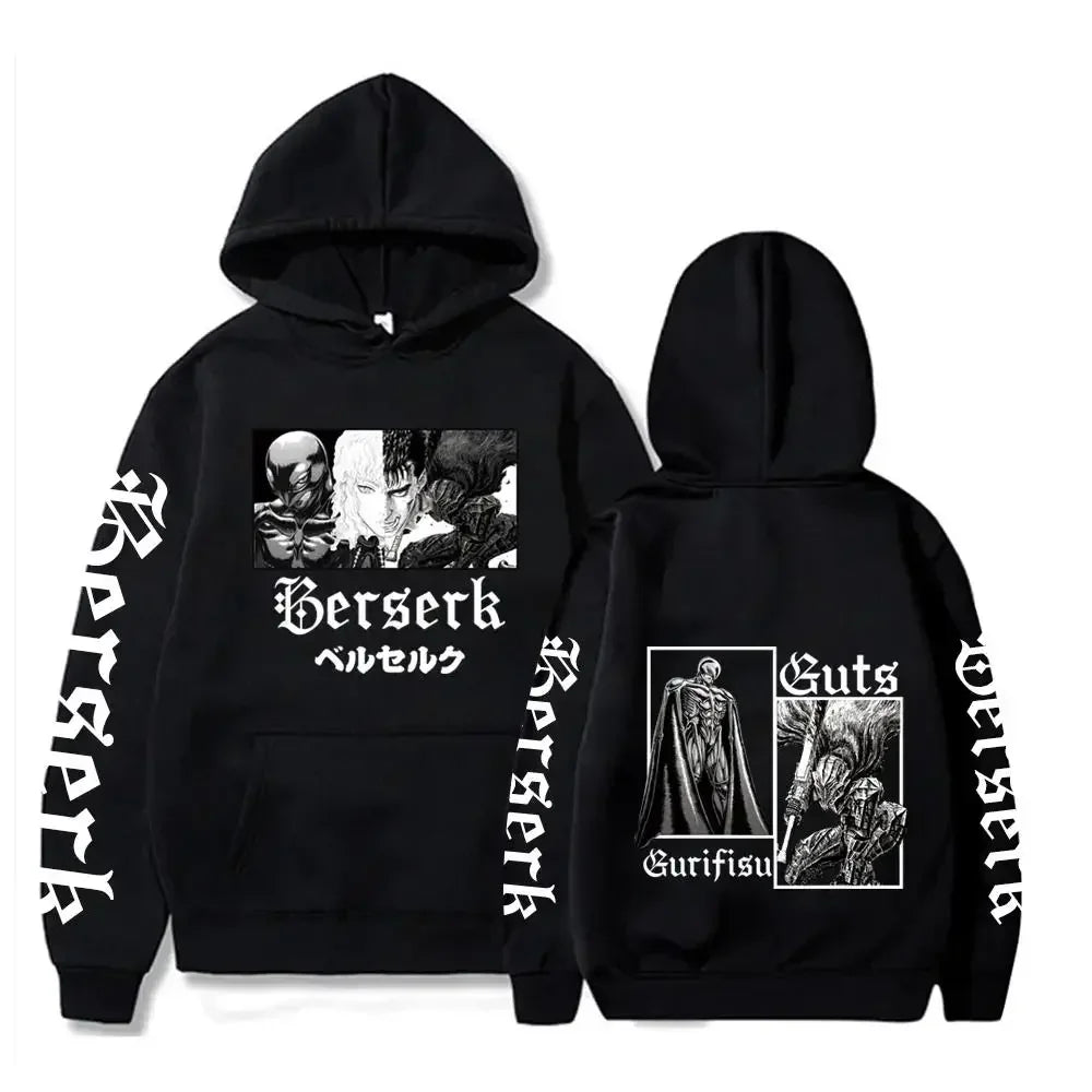 Hoodies Men Women Graphic Print Long Sleeve Streetwear Japanese Style Manga Sweatshirts Fleece Loose Soft Clothing