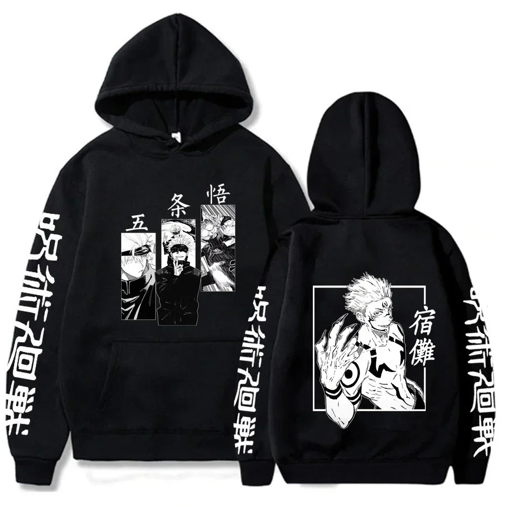 Latest anime printed hoodie spell battle hoodie Harajuku autumn and winter streetwear tiger cane Yuren casual hoodie