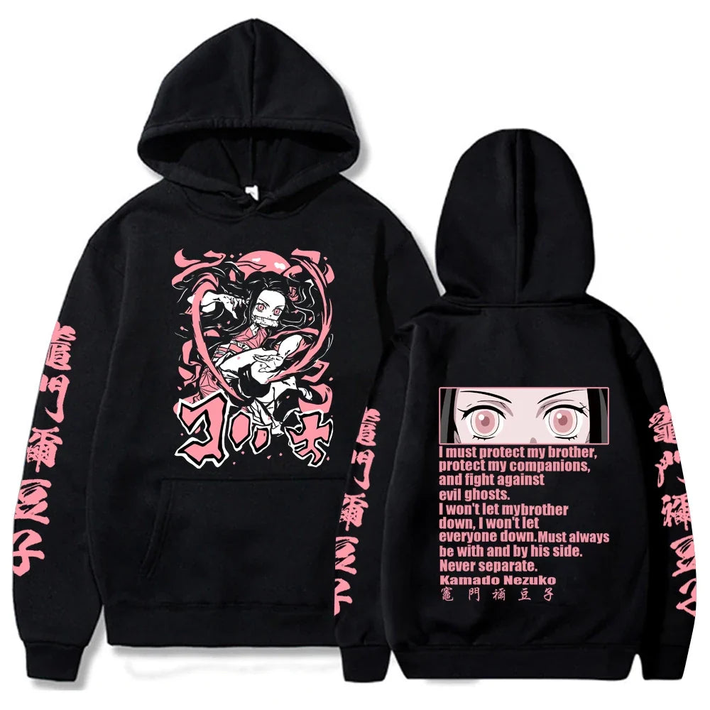 Hot Anime Demon Slayer Kamado Nezuko Hoodie Harajuku Hip Hop Pullover Tops Sweatshirt Popular Gift