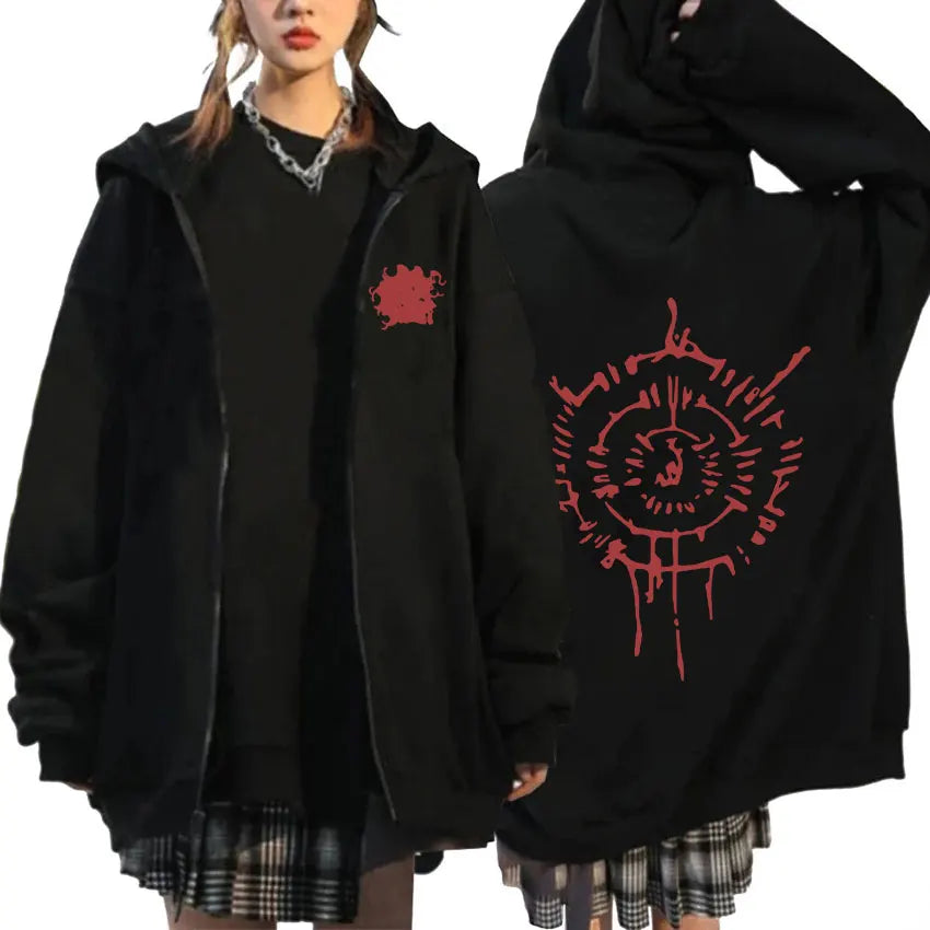 Print Zipper Hoodie Men Casual Fashion Oversized Zip Up Sweatshirt Unisex Coats Pullover Hoody Harajuku Streetwear