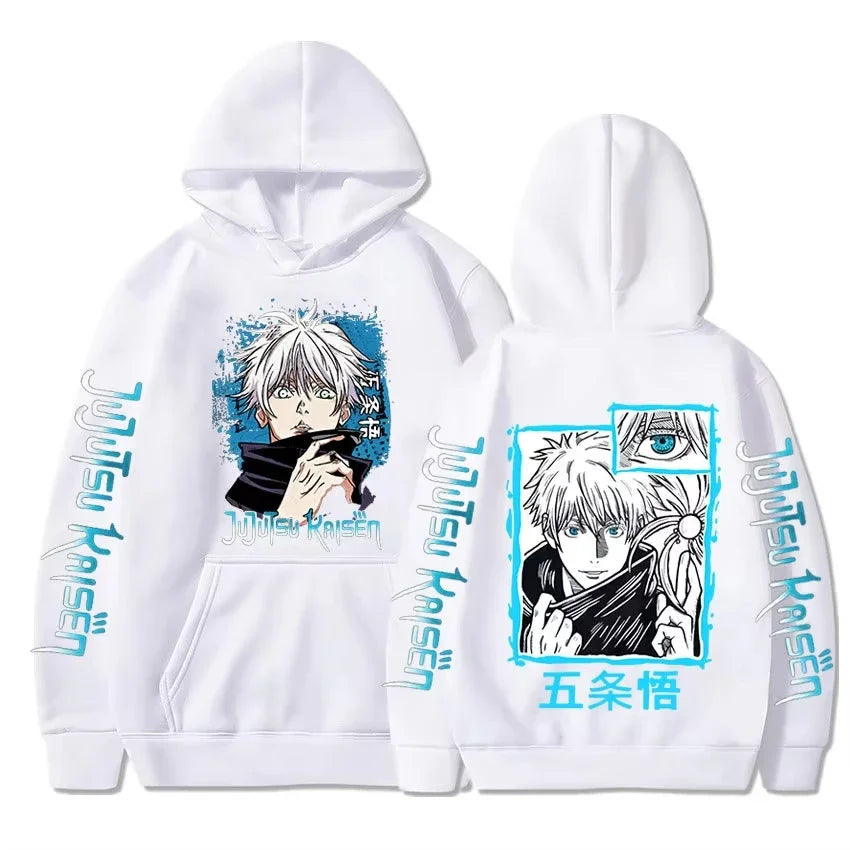 Japan Anime Jujutsu Kaisen Satoru Gojo Hoodie Oversized Unisex Cool Casual Streetwear Street Fashion Pullover Clothing
