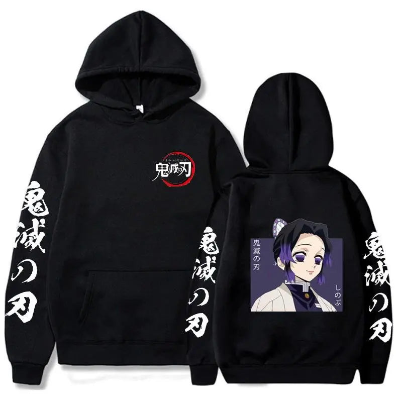 Hoodie Anime Jacket Shinobu Kocho Print Long Sleeve Pullover Streetwear Casual Top Cosplay Hooded Sweatshirt Unisex