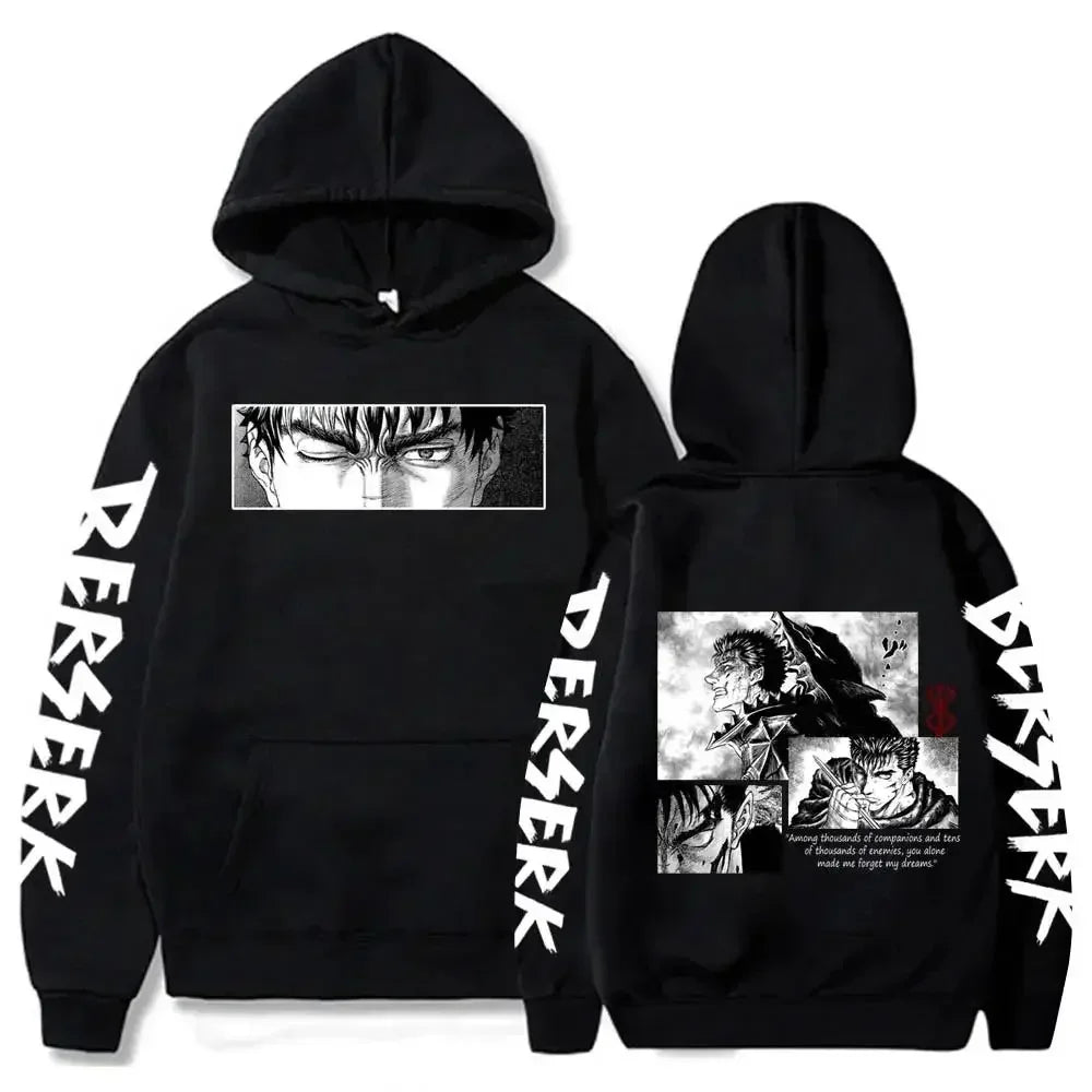 Hoodies Men Women Graphic Print Long Sleeve Streetwear Japanese Style Manga Sweatshirts Fleece Loose Soft Clothing