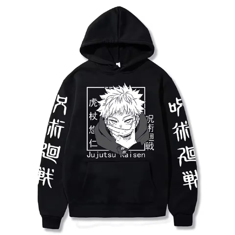 Latest anime printed hoodie spell battle hoodie Harajuku autumn and winter streetwear tiger cane Yuren casual hoodie