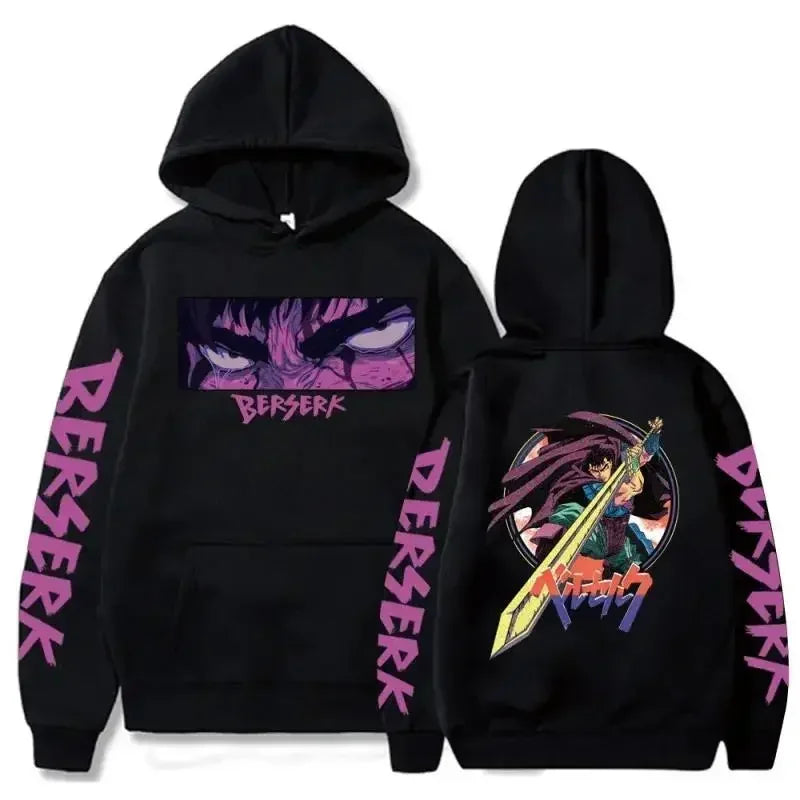 Hoodies Men Women Graphic Print Long Sleeve Streetwear Japanese Style Manga Sweatshirts Fleece Loose Soft Clothing