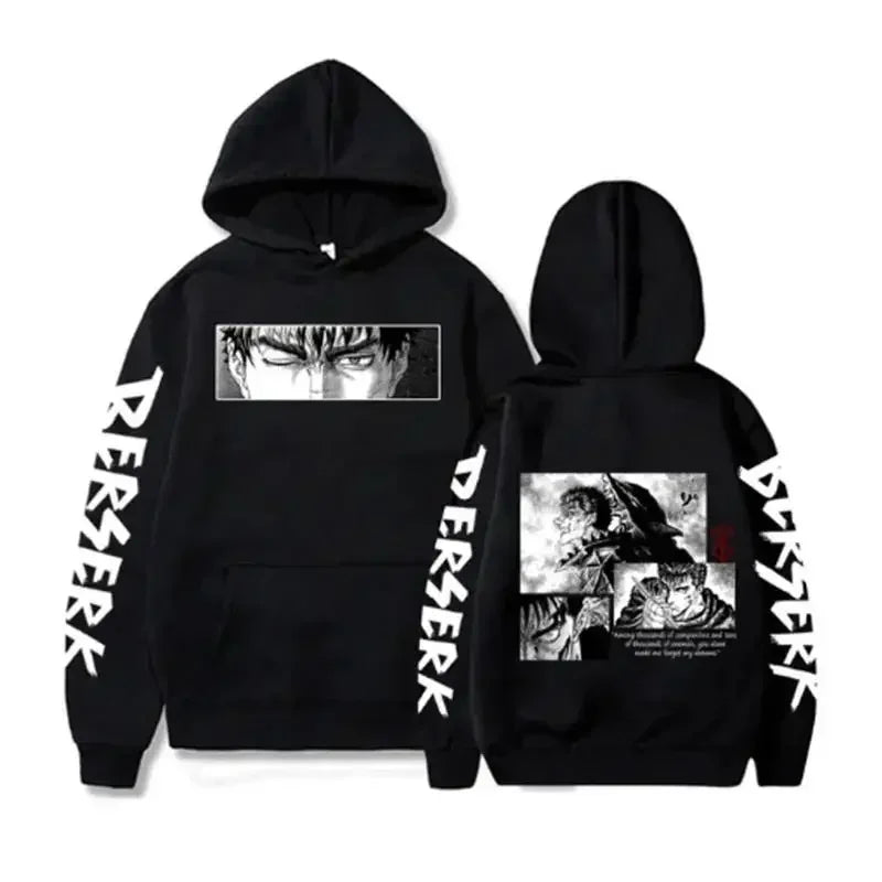 Hoodies Men Women Graphic Print Long Sleeve Streetwear Japanese Style Manga Sweatshirts Fleece Loose Soft Clothing