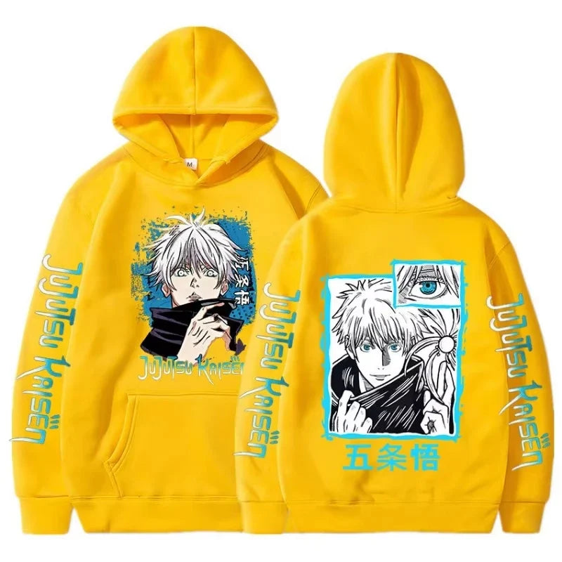 Japan Anime Jujutsu Kaisen Satoru Gojo Hoodie Oversized Unisex Cool Casual Streetwear Street Fashion Pullover Clothing
