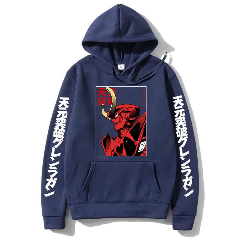 Anime Graphic Print Hoodie Men Loose Oversize Hoodies Vintage Manga Fashion Sweatshirt Pullover