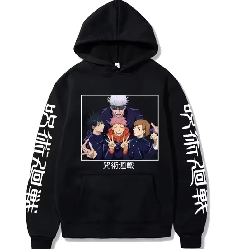 Latest anime printed hoodie spell battle hoodie Harajuku autumn and winter streetwear tiger cane Yuren casual hoodie