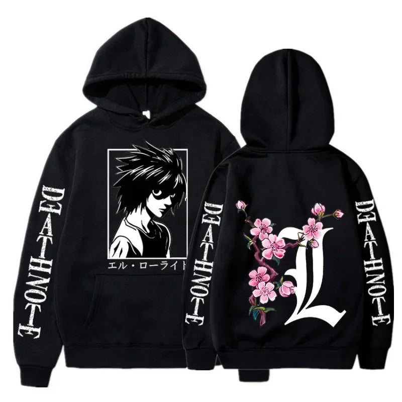 Men's sweatshirt anime death note L print hoodie autumn and winter street men and women casual comfortable sports sweatshirt