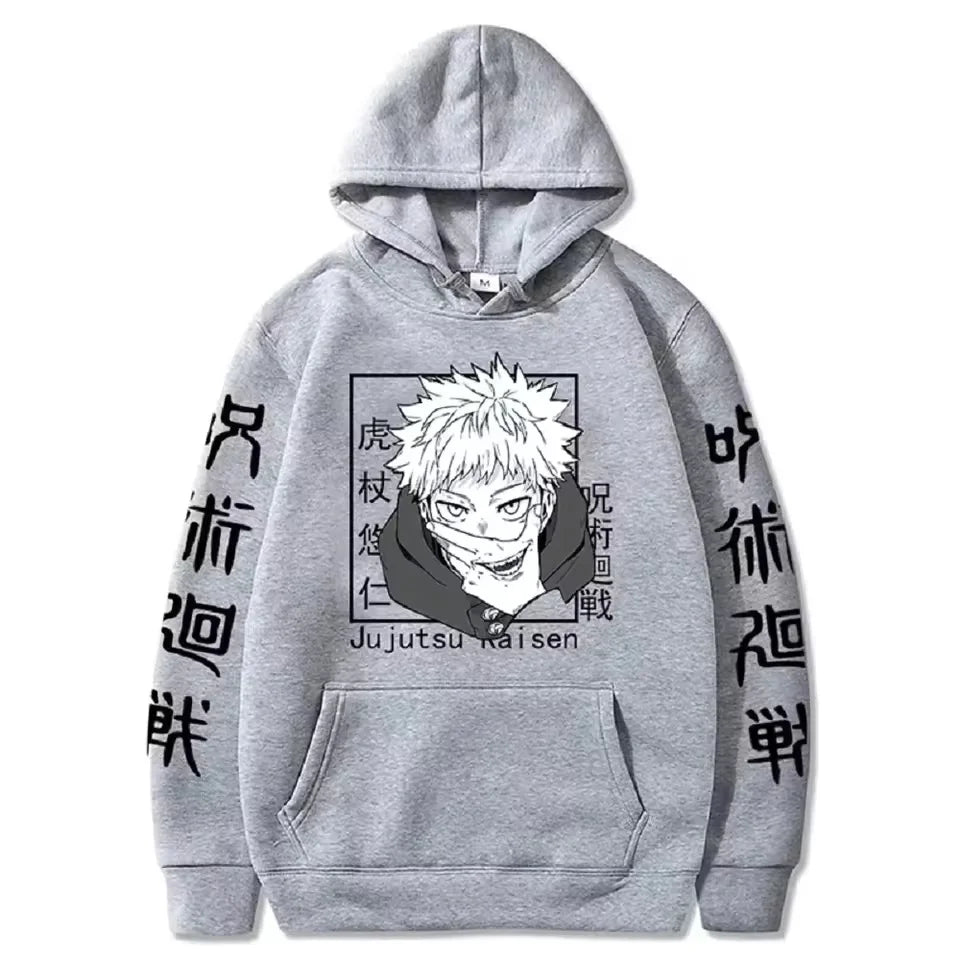 Latest anime printed hoodie spell battle hoodie Harajuku autumn and winter streetwear tiger cane Yuren casual hoodie