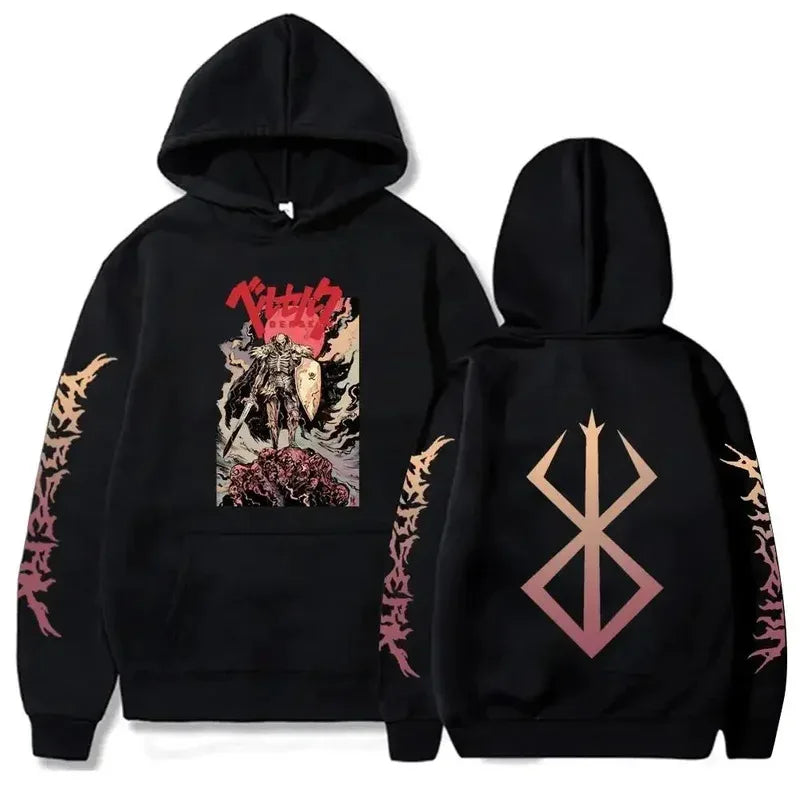 Hoodies Men Women Graphic Print Long Sleeve Streetwear Japanese Style Manga Sweatshirts Fleece Loose Soft Clothing