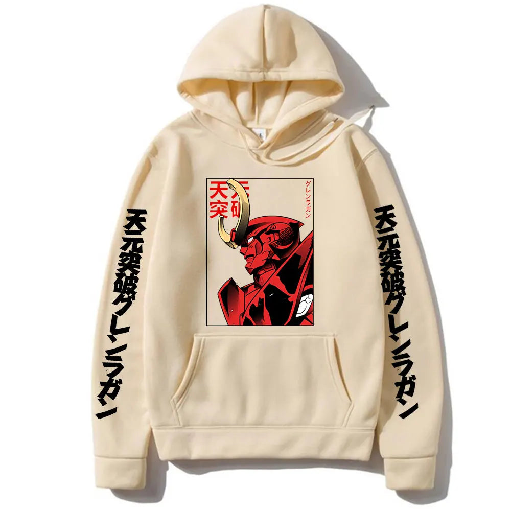 Anime Graphic Print Hoodie Men Loose Oversize Hoodies Vintage Manga Fashion Sweatshirt Pullover