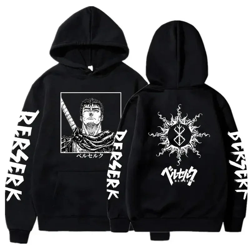 Hoodies Men Women Graphic Print Long Sleeve Streetwear Japanese Style Manga Sweatshirts Fleece Loose Soft Clothing
