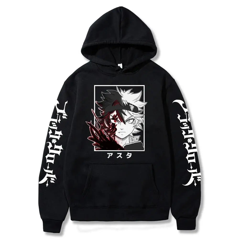 Black Clover Anime Men's Clothes Hoodie Sweatshirts Harajuku Manga Asta Oversized Winter Long Sleeve Streetwear Hoodies