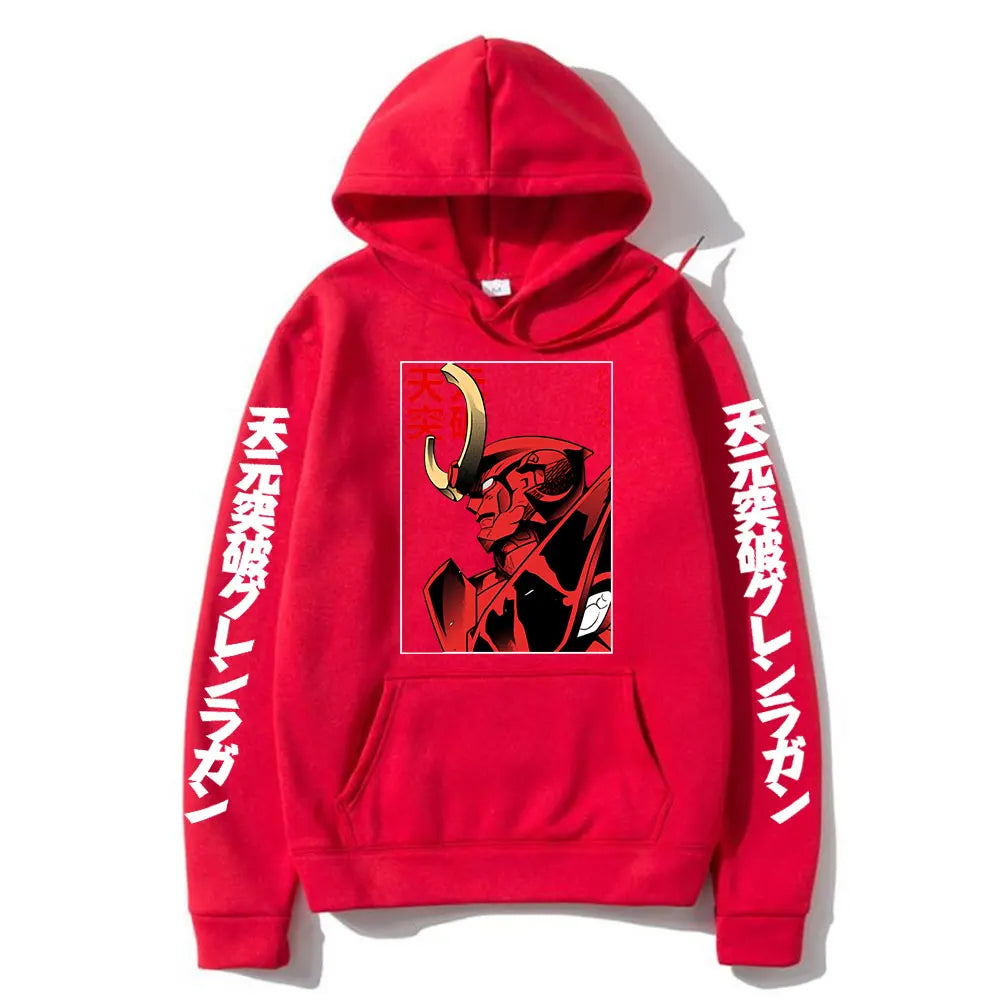 Anime Graphic Print Hoodie Men Loose Oversize Hoodies Vintage Manga Fashion Sweatshirt Pullover