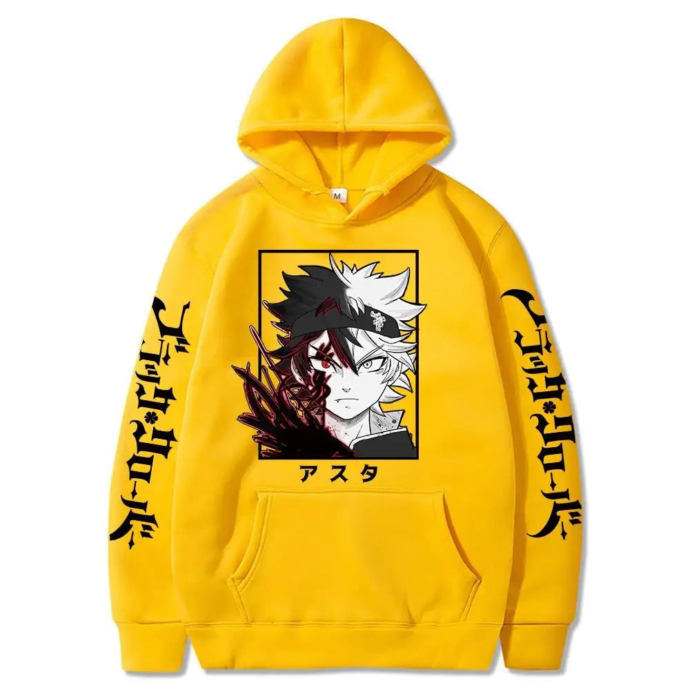 Black Clover Anime Men's Clothes Hoodie Sweatshirts Harajuku Manga Asta Oversized Winter Long Sleeve Streetwear Hoodies