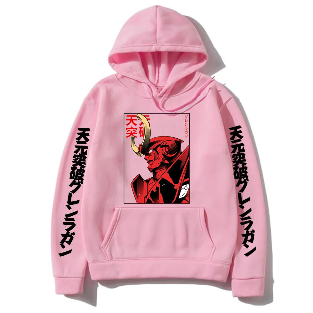 Anime Graphic Print Hoodie Men Loose Oversize Hoodies Vintage Manga Fashion Sweatshirt Pullover