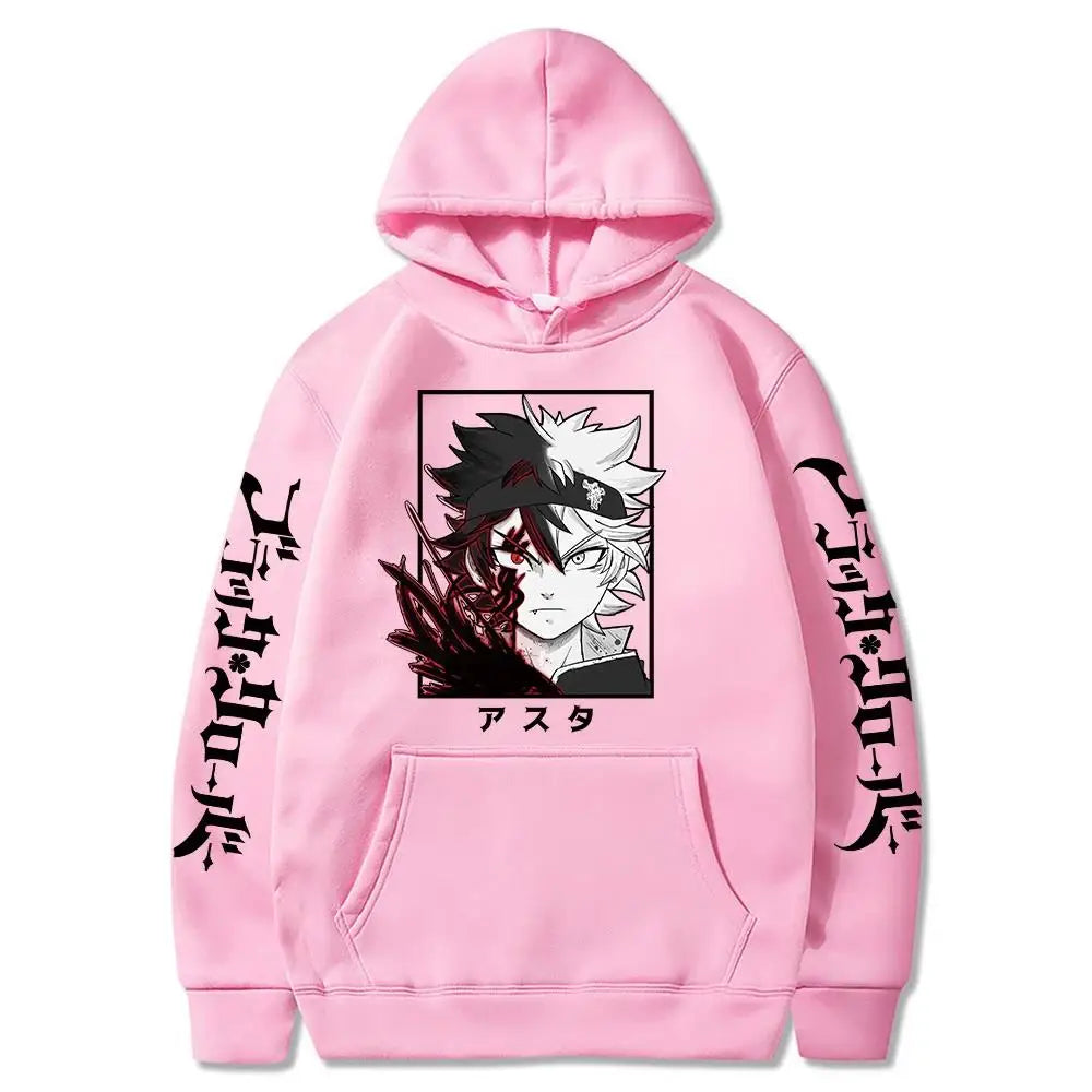 Black Clover Anime Men's Clothes Hoodie Sweatshirts Harajuku Manga Asta Oversized Winter Long Sleeve Streetwear Hoodies