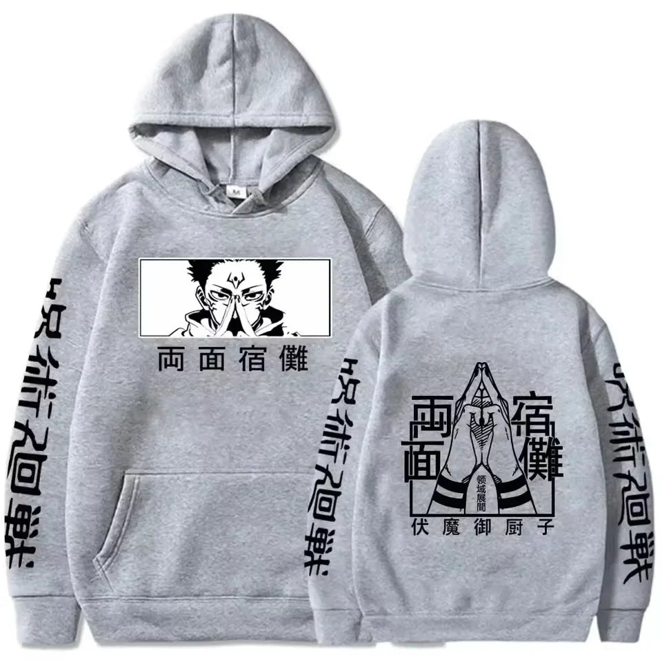 Latest anime printed hoodie spell battle hoodie Harajuku autumn and winter streetwear tiger cane Yuren casual hoodie