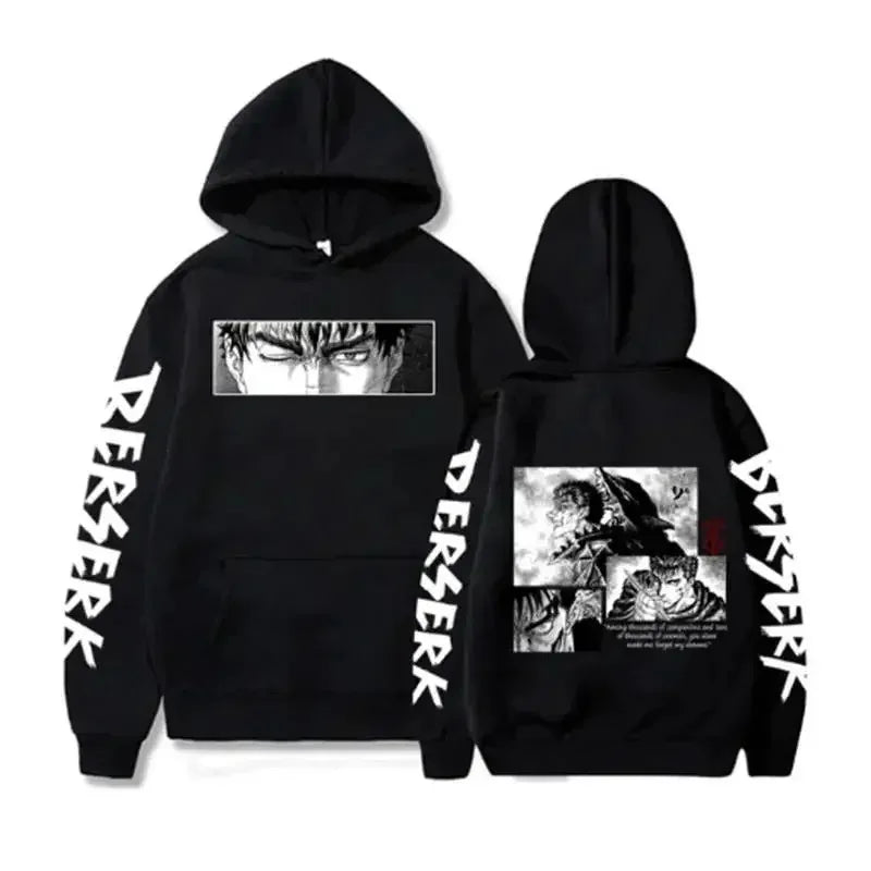Hoodies Men Women Graphic Print Long Sleeve Streetwear Japanese Style Manga Sweatshirts Fleece Loose Soft Clothing