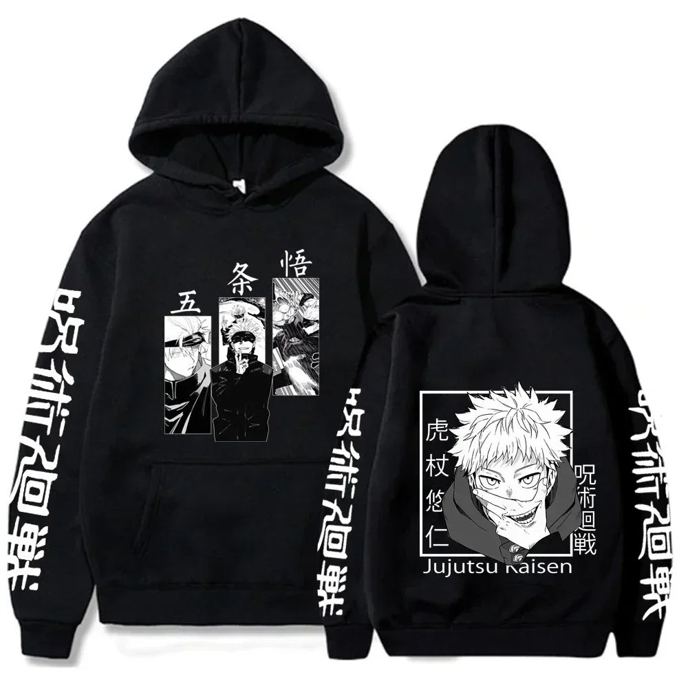 Latest anime printed hoodie spell battle hoodie Harajuku autumn and winter streetwear tiger cane Yuren casual hoodie