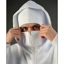 Men Zip Hoodie Winter Warm Casual Sweatshirt Y2K with Hooded Face Mask Zipper Design Sports Jacket Outdoor Activities