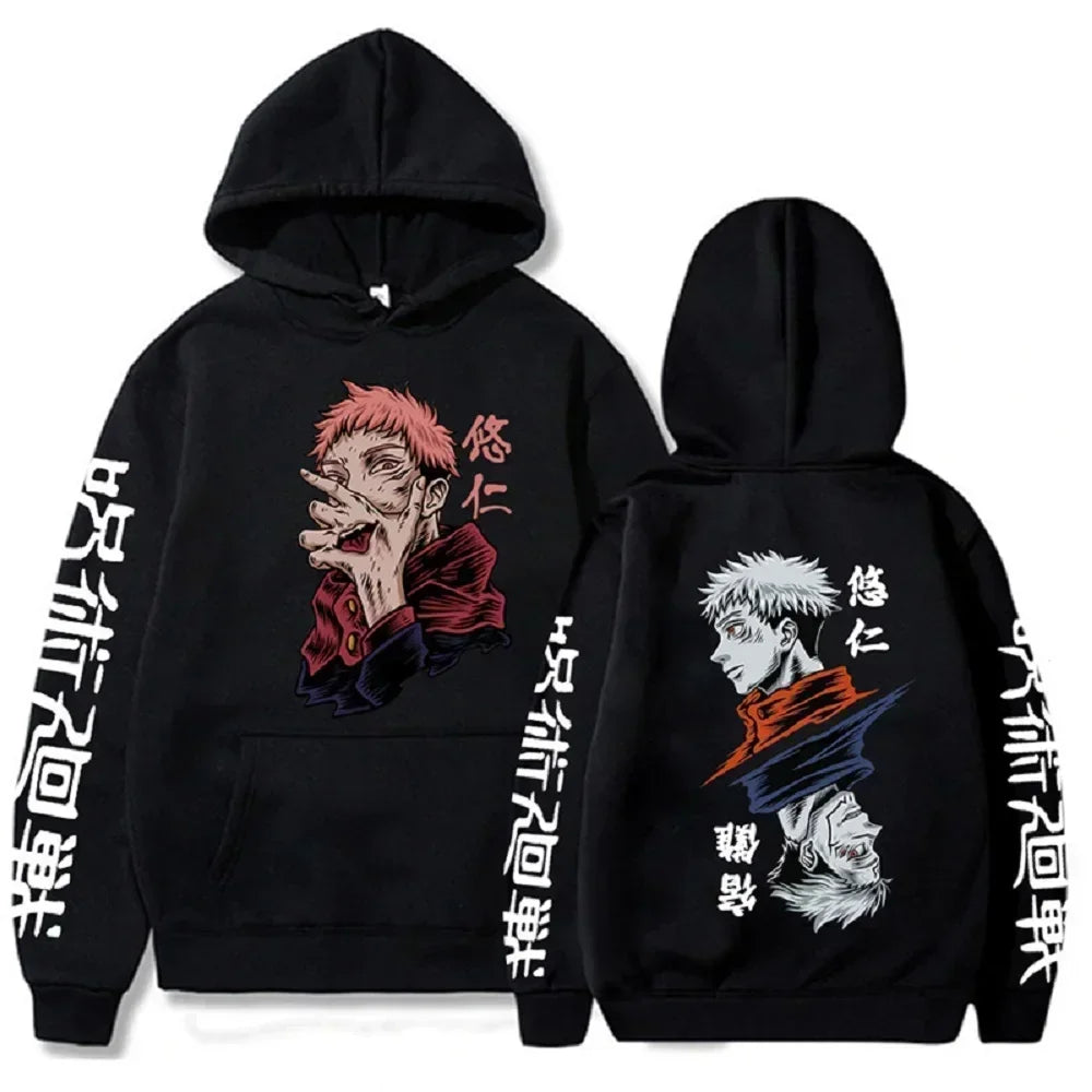 Latest anime printed hoodie spell battle hoodie Harajuku autumn and winter streetwear tiger cane Yuren casual hoodie