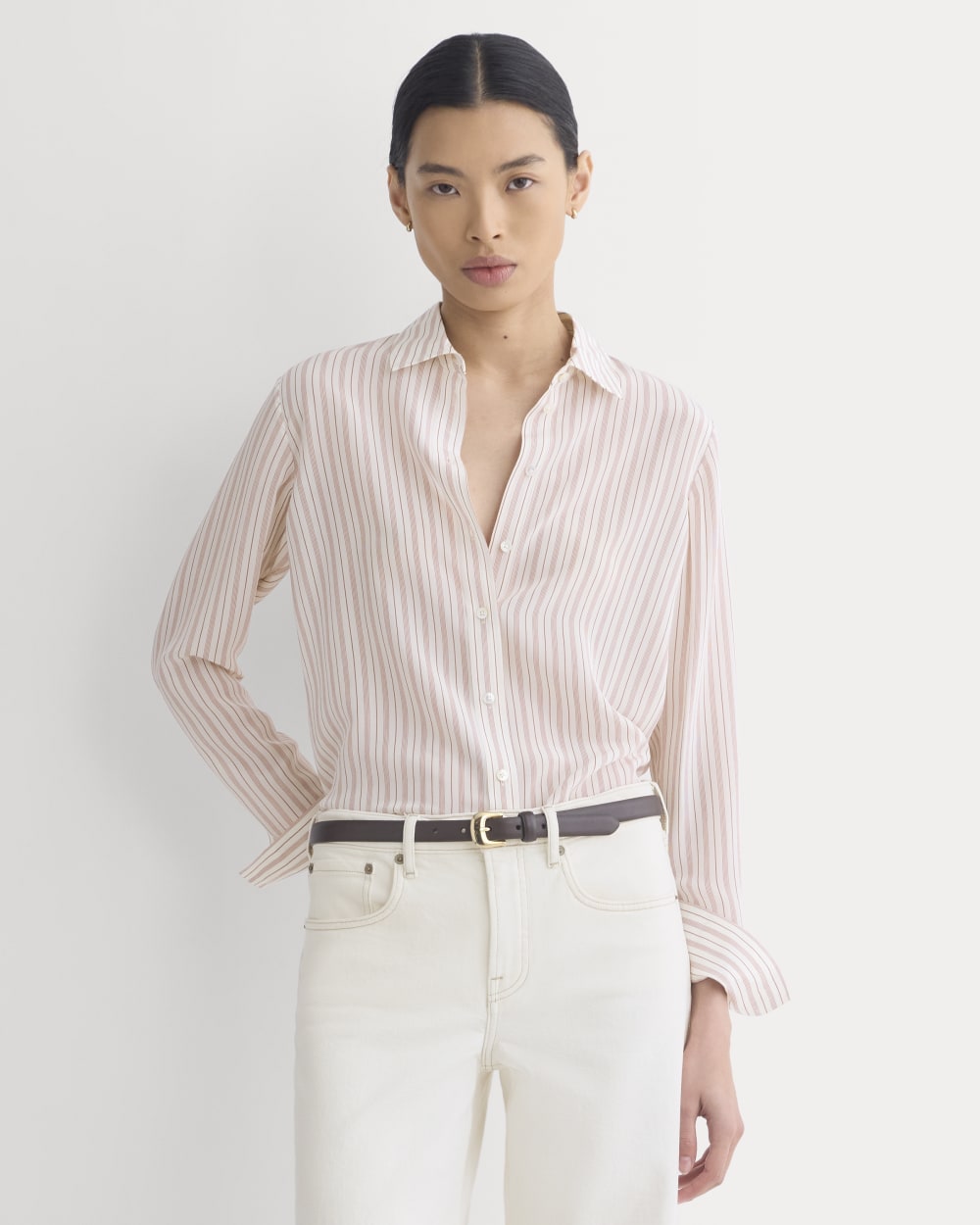 The Must-Have Shirt in Washable Silk | Bone / Rose