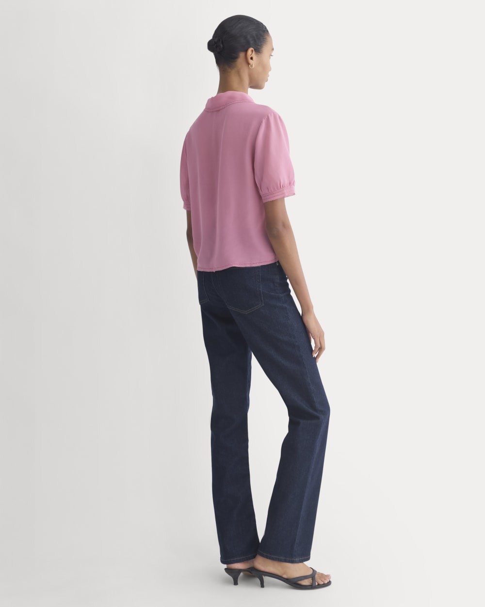 Notch Collar Shirt in Silk Georgette | Heather Rose